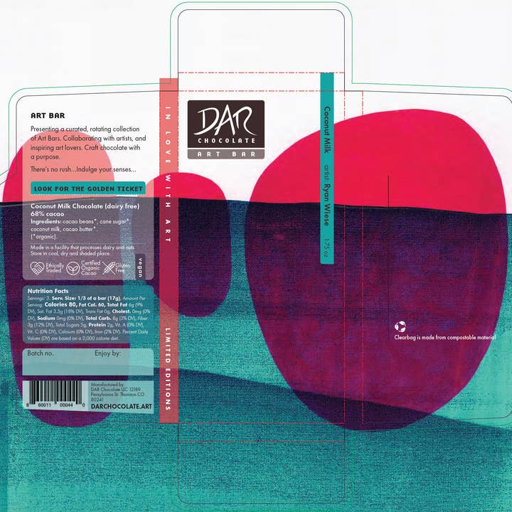 Dar Chocolate - Wholesale Chocolate Bar - Art Bar: Coconut Milk 68% Dark Chocolate Bar Vegan