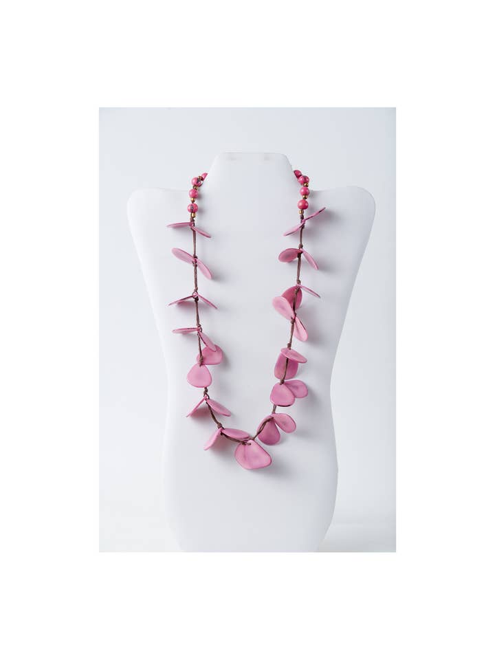 Veronica SIngle Stranded Petal Long Tagua Necklace for wholesale by TaguArtsy