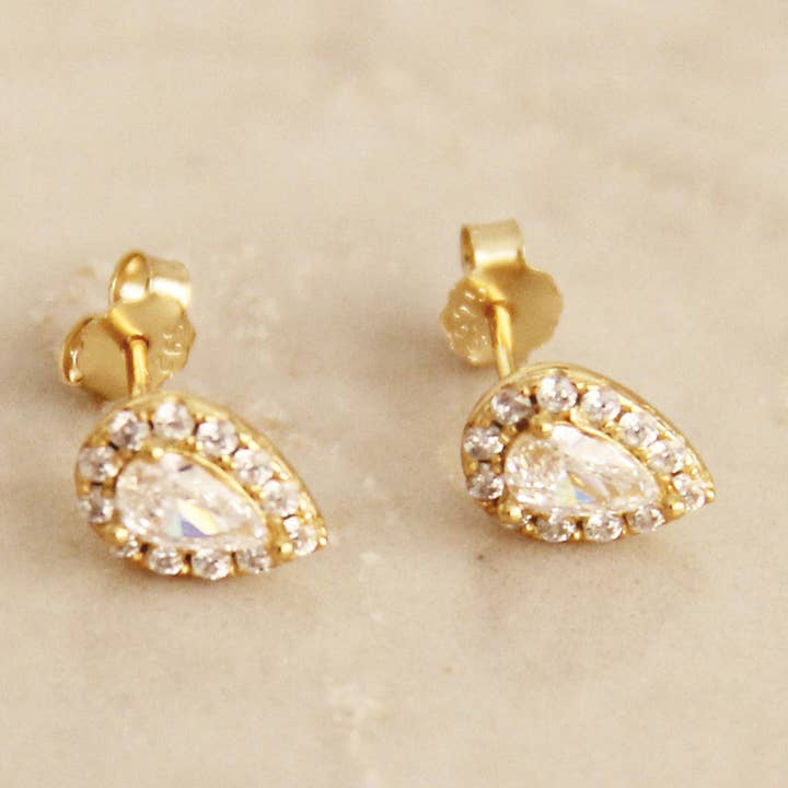 Pendientes Ava - Stud de CZ en Forma de Pera de Plata de Ley 925 para venta al por mayor de MAIVE