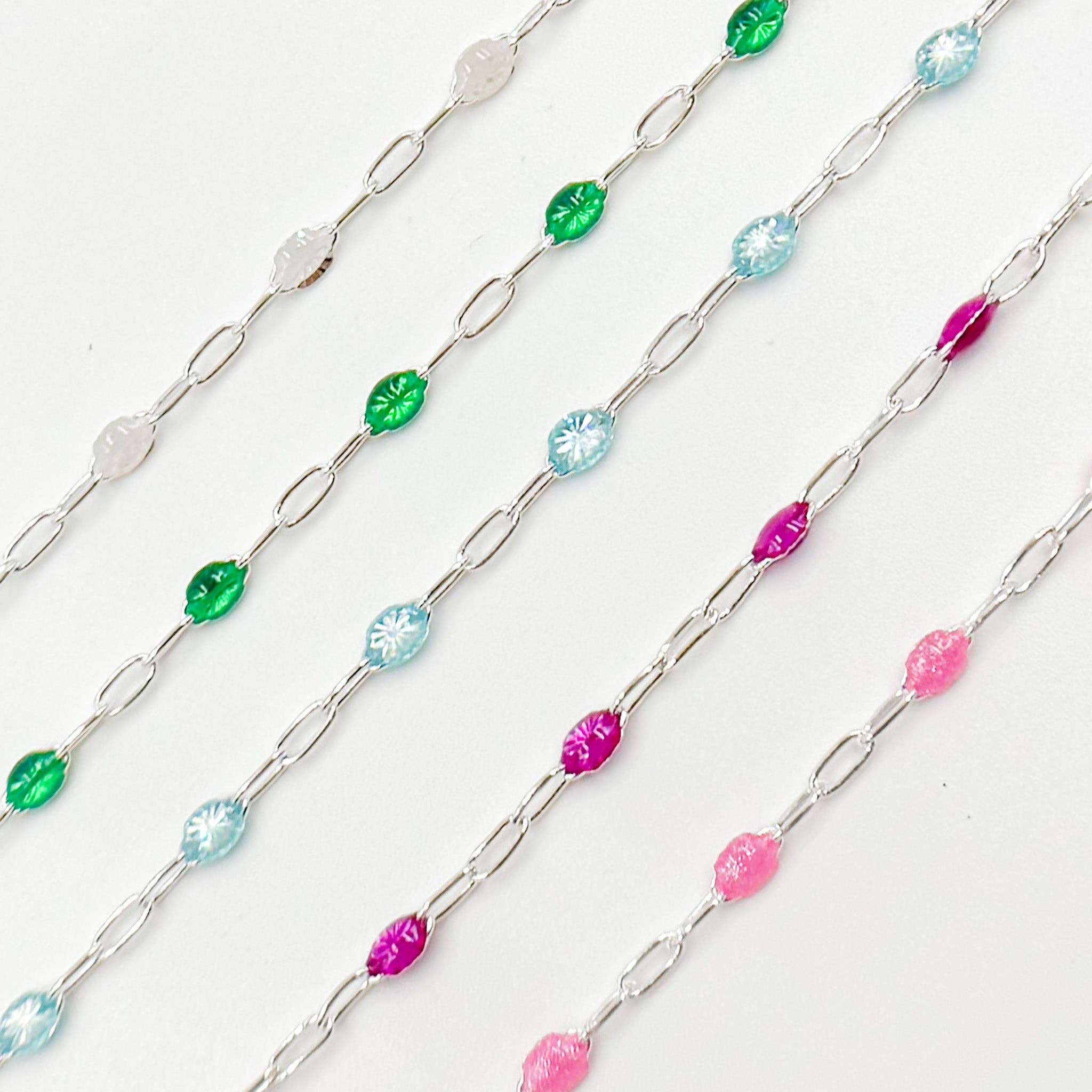 Jewels & Chains - Wholesale Link & Chain Necklace - V250ENSS. Sterling Silver Enamel Satellite Chains4
