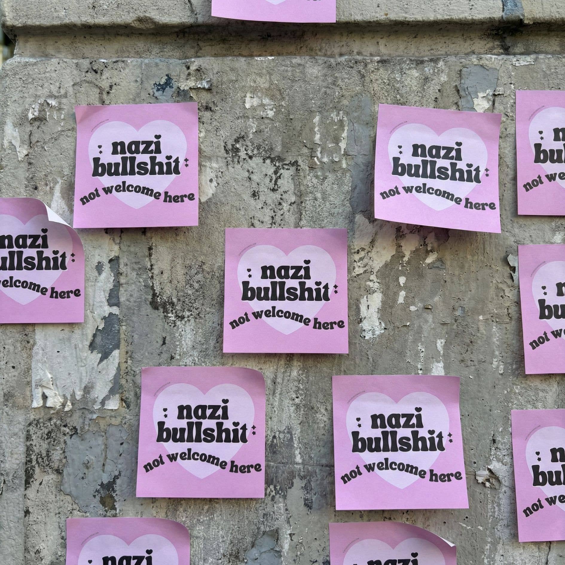 GetBullish - Wholesale Sticky Notes - Virtuous Vandalism “Nazi Bullshit Not Welcome” Sticky Notes1