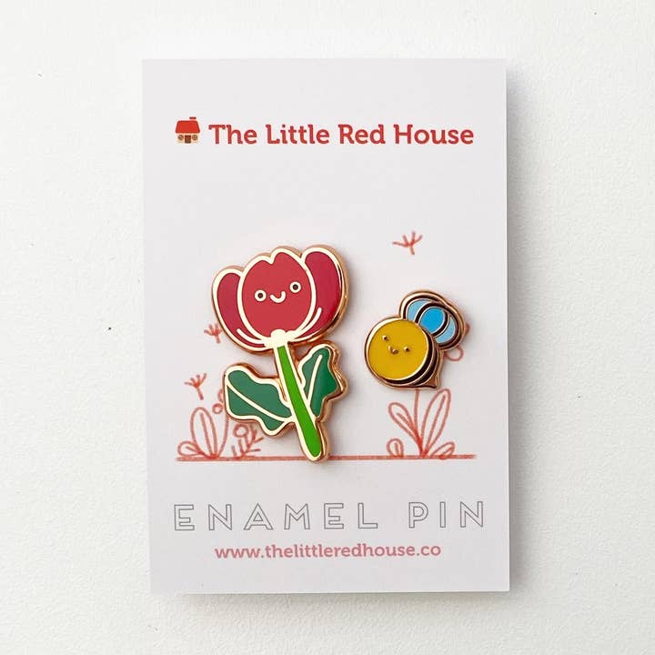 Flower Bee guldbelagt emaljepålesæt for engroshandel hos The Little Red House