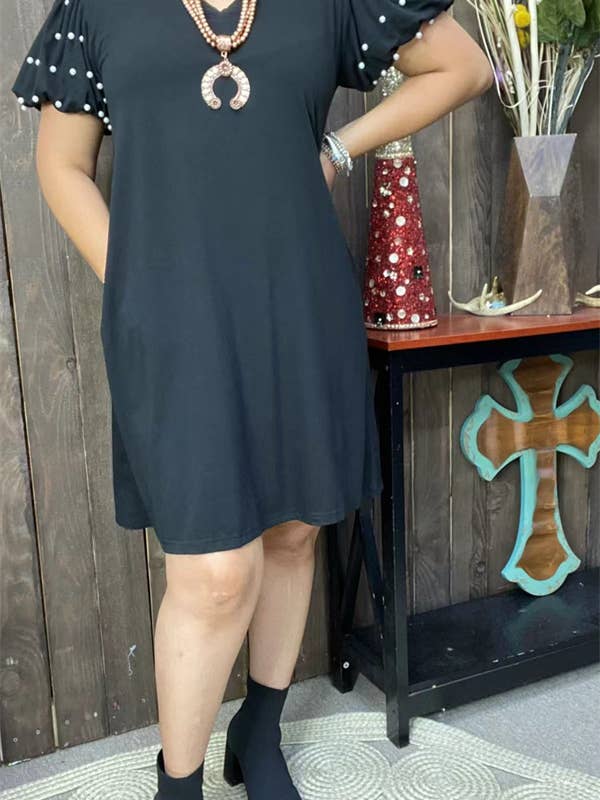 luluclothes - Wholesale Dress - Women's - BQ15589 W/pearl women dress w/side pockets