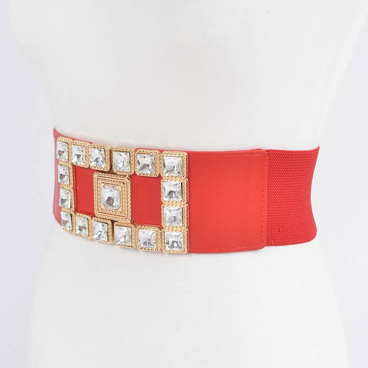 3AM BY H&D ACCESSORIES - Wholesale Belt - Women's - Rhinestone Buckles Plus Size Elastic Belt HB86471