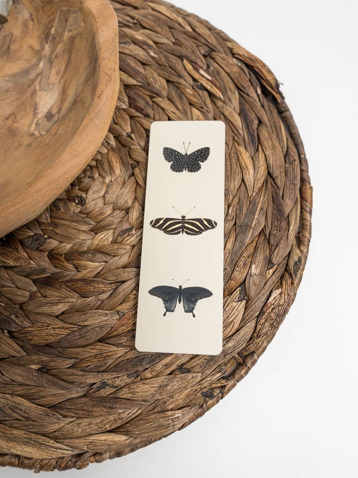 Black Butterflies Bookmark – Stationery 2x6 in, Double-Sided for wholesale by Luna Lupe Studio
