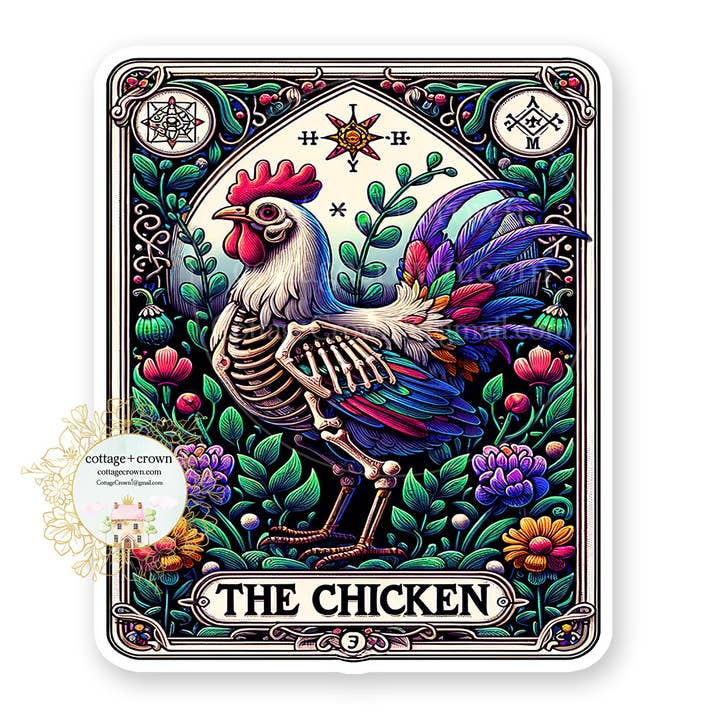 cottage + crown - Wholesale Phone & Laptop Stickers - Tarot Card The Chicken Farm Boho Vinyl Decal Sticker