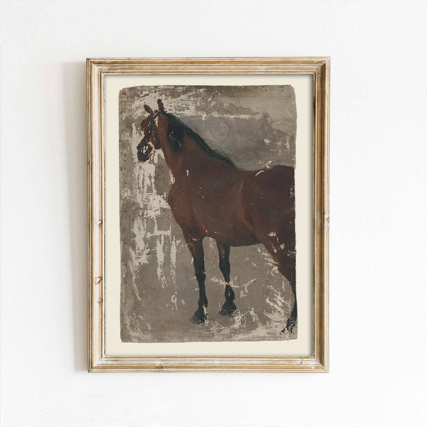 Paper House Print Shop - Wholesale Art Print - Distressed Horse Painting Vintage Art Print1
