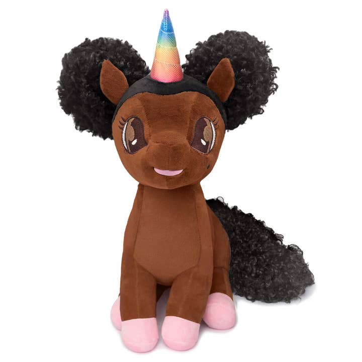 Chloe Unicorn Plush Toy with Afro Puffs - 15 inch for wholesale by YOUnicorn Kidz