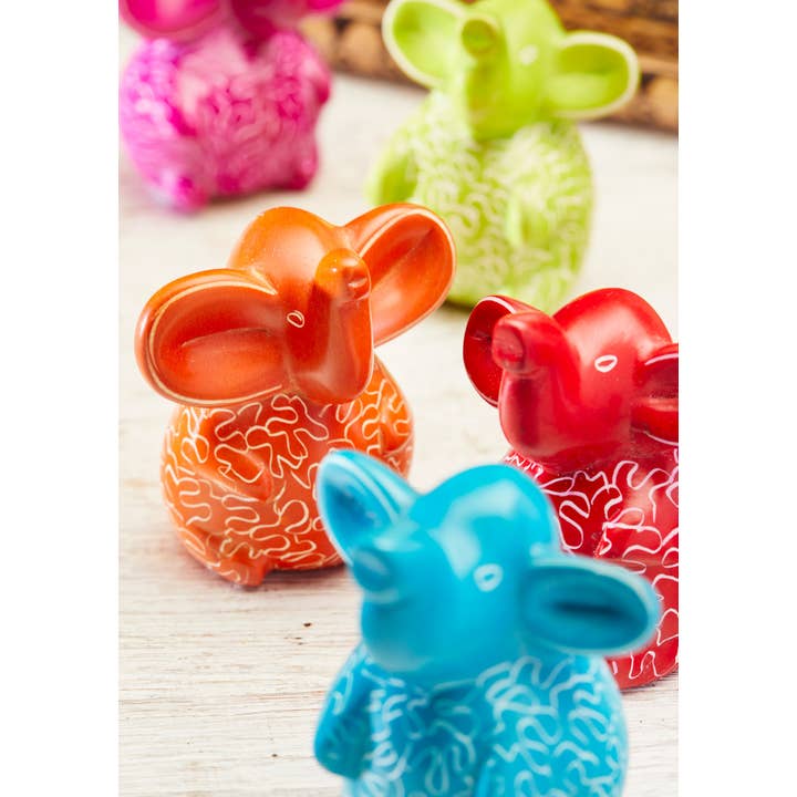 Namaste - Wholesale Decorative Figurine - Soapstone Decorated Sitting Elephant1