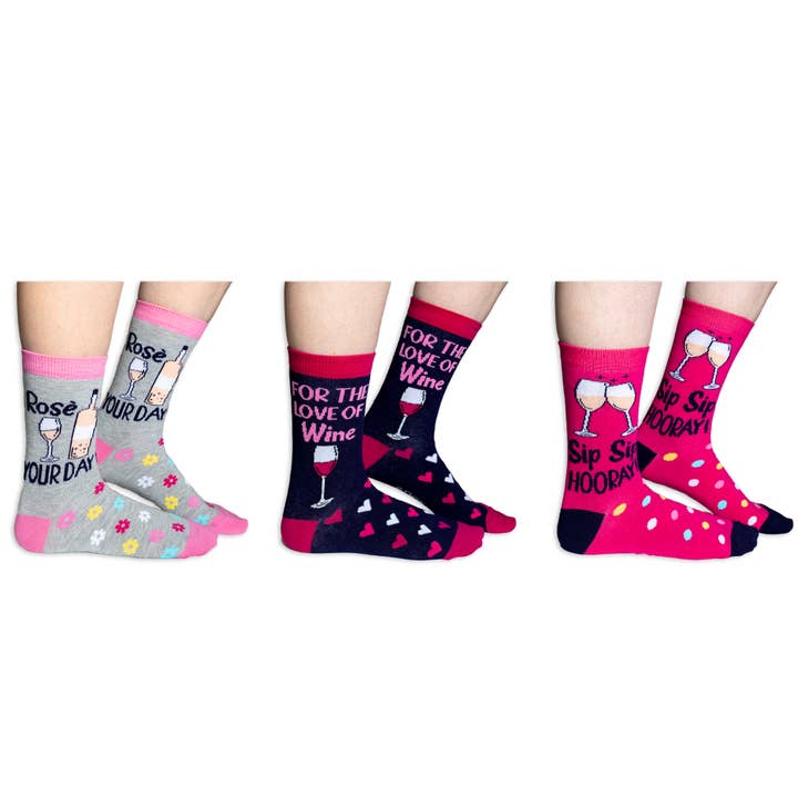 Sock Academy - Wholesale Socks – Women's - WINE SOCKS - 3 Matching Pairs of Socks |Cockney Spaniel1