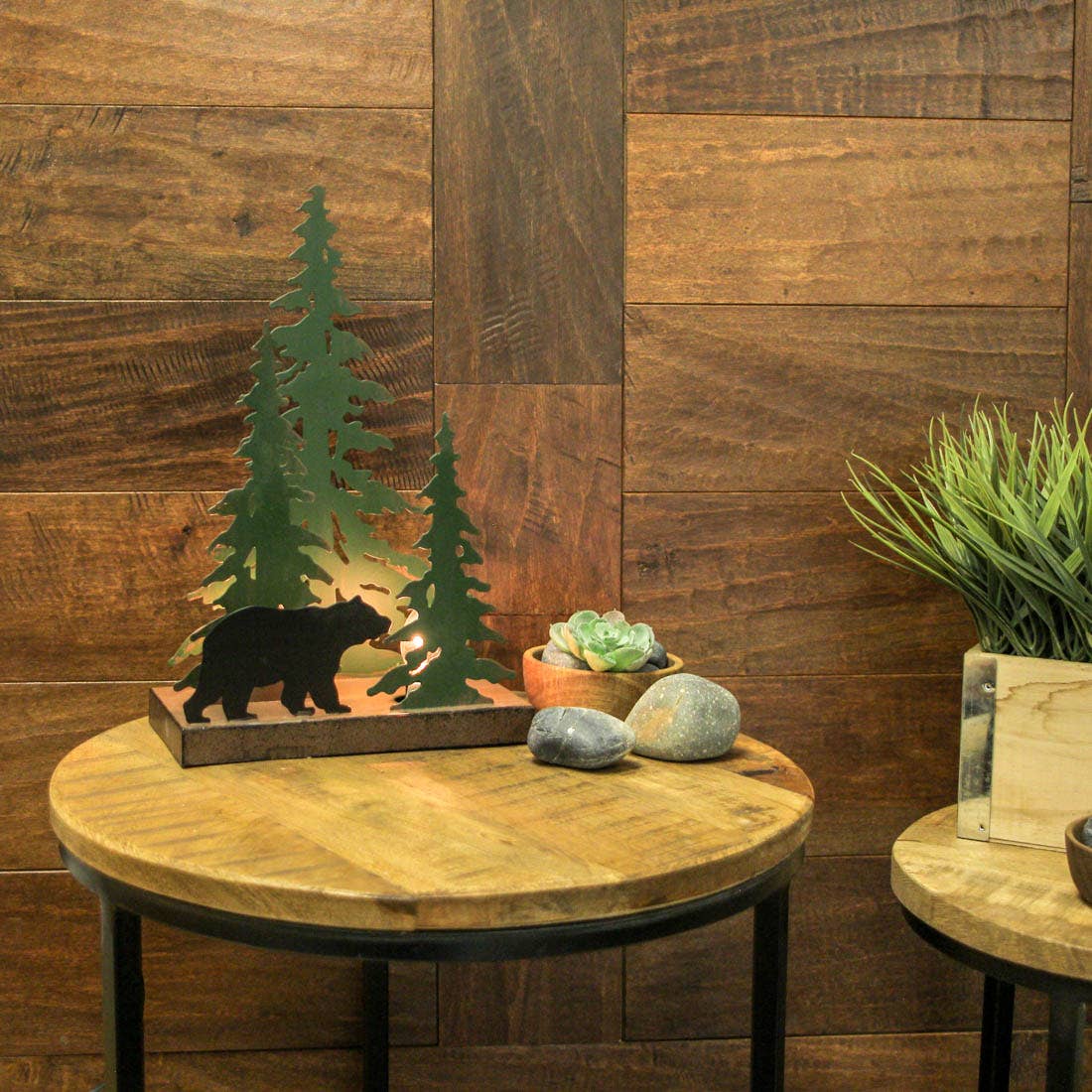 Zeckos - Wholesale Night Light - Rustic Metal Black Bear Forest Accent Lamp Night Light2