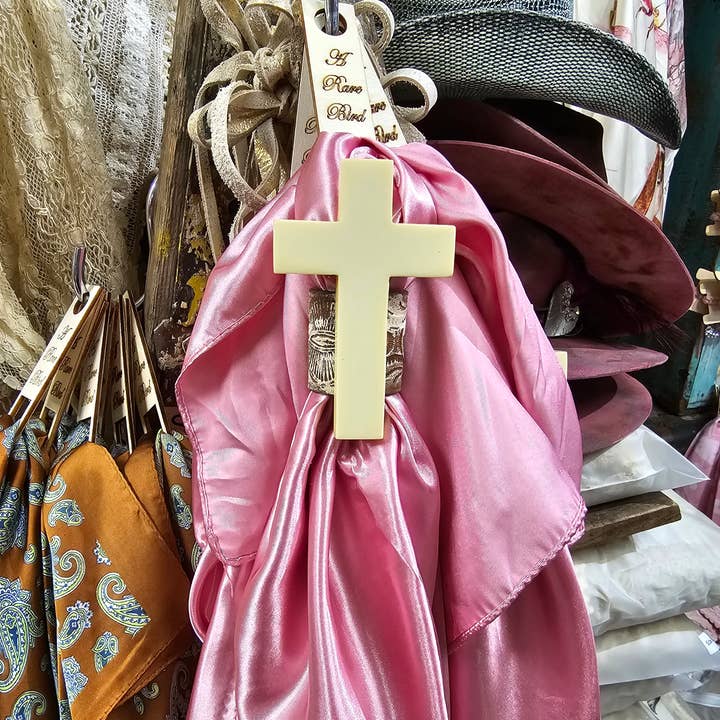 Bone Cross Hat Hugger, Bolo, Slide for wholesale by A Rare Bird Shop