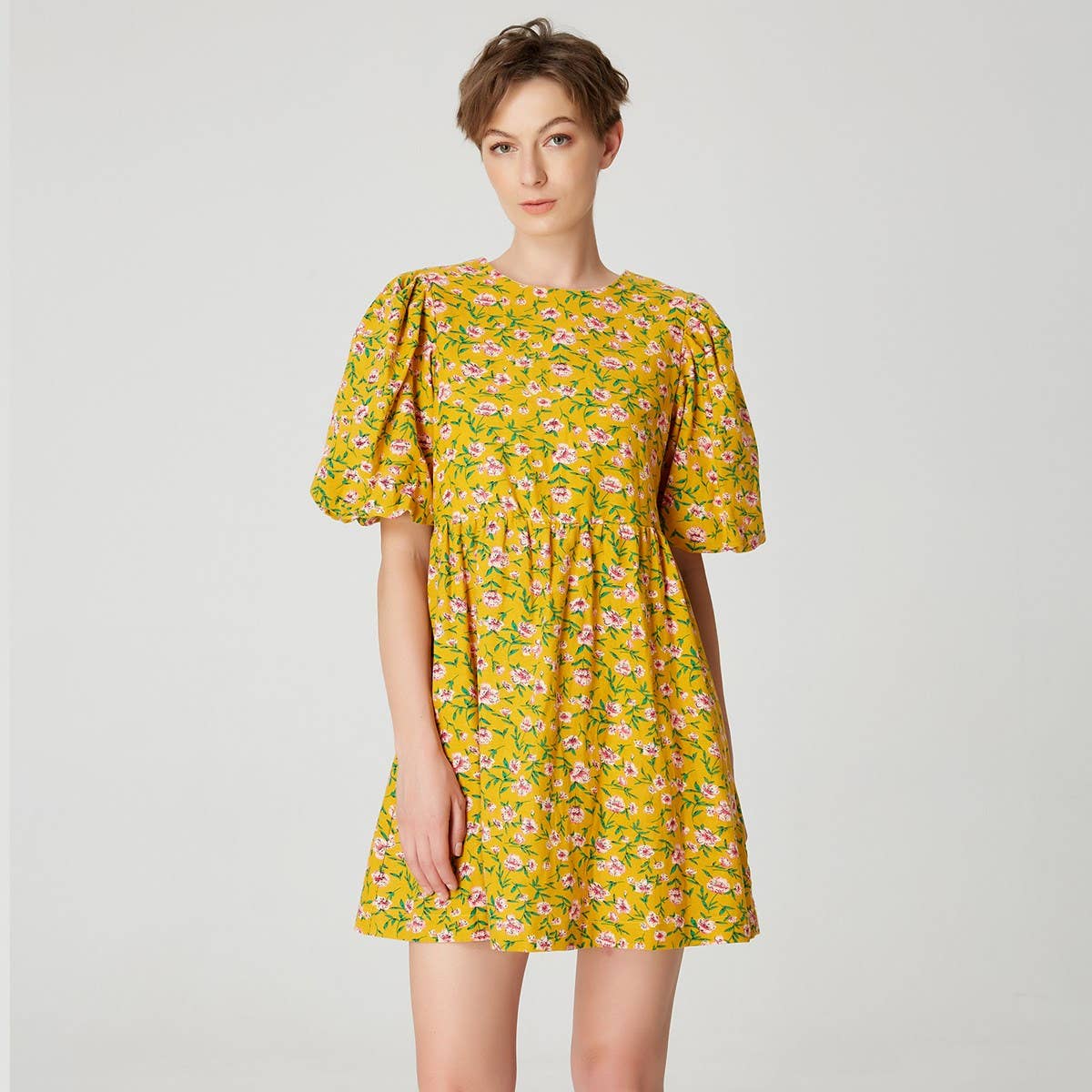 Smart and Joy - Wholesale Dress - Women's - Monochrome floral print A-line short dress2