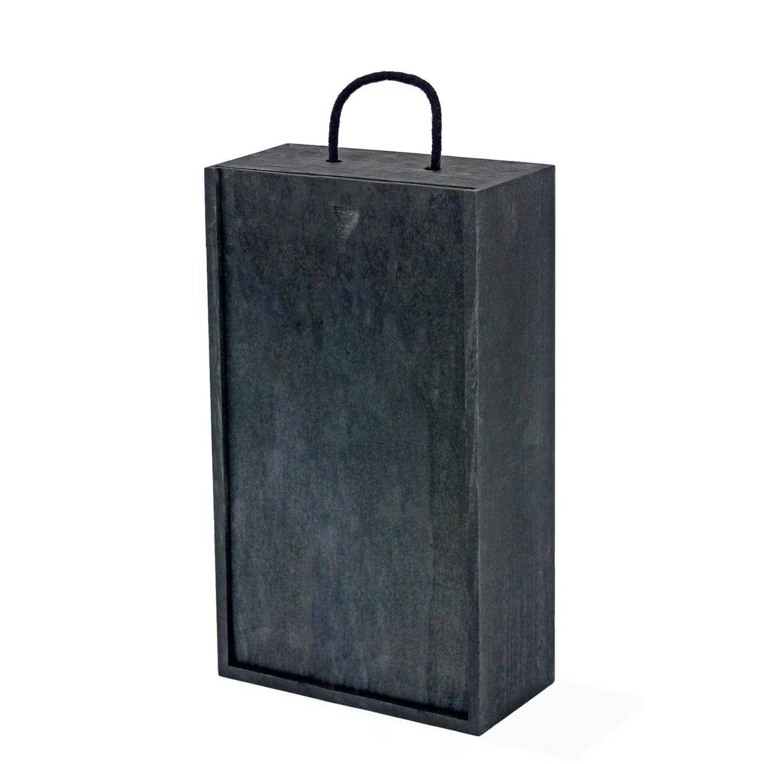 Gadsby – wholesale Gift box – Wooden Wine Box for 2 Bottles - Sliding Lid & Handle - Black1