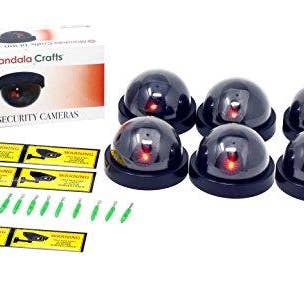 Mandala Crafts - Wholesale Bordje voor buiten - Mandala Crafts 6 Dummy Fake Security Dome camera's met knipperend rood LED-licht CCTV alarm waarschuwingssticker sticker borden6