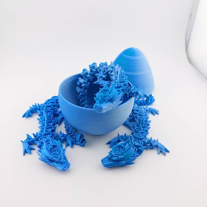 The Geek Galleria - Wholesale Fidget Toy - Kids - 12 Inch Rose Dragon And Matching Egg! - Articulated - Cinderwing3d - 3D Printed Dragon - Unique Gift