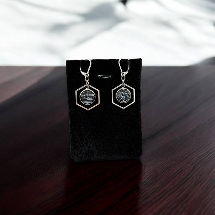 Hell Kitten RVA - Wholesale Dangle Earrings - Real Spiderweb Hollow Hexagon Dangles