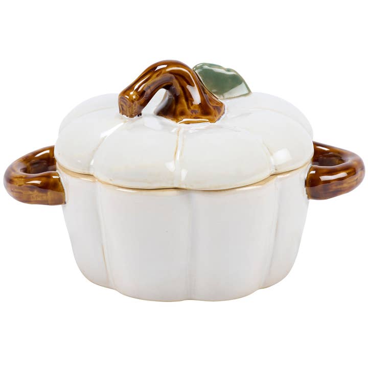 White Pumpkin Treat Jar for wholesale by Primitives by Kathy