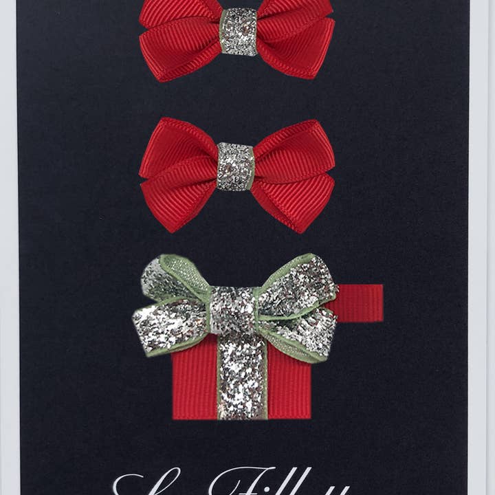 Estelle et cadeau set with clip silver red for wholesale by La Fillette Accessories
