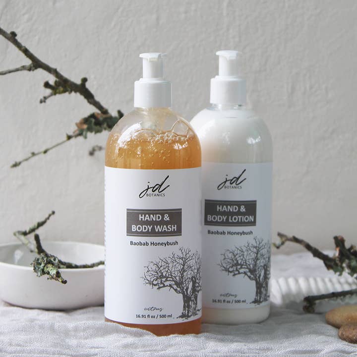 JDBotanics - Wholesale Body Wash/Shower Gel - baobab & honeybush liquid soap (16.9 fl oz / 500ml)