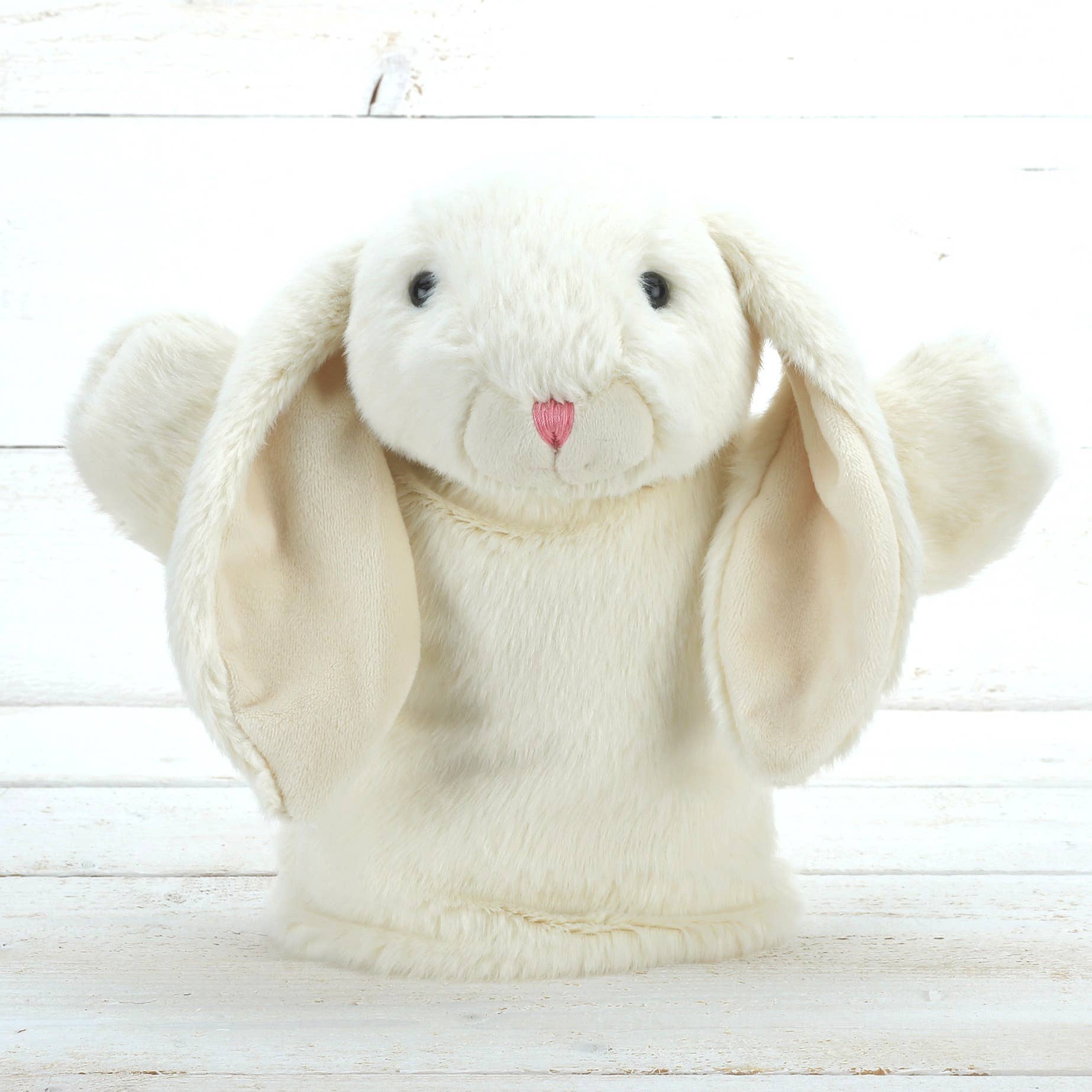 Jomanda Soft Toys & Accessories - Venta al por mayor Peluche - Niños y bebés - Marioneta de Mano de Peluche Suave para Bebé Conejito Premium Crema - 23 cm2