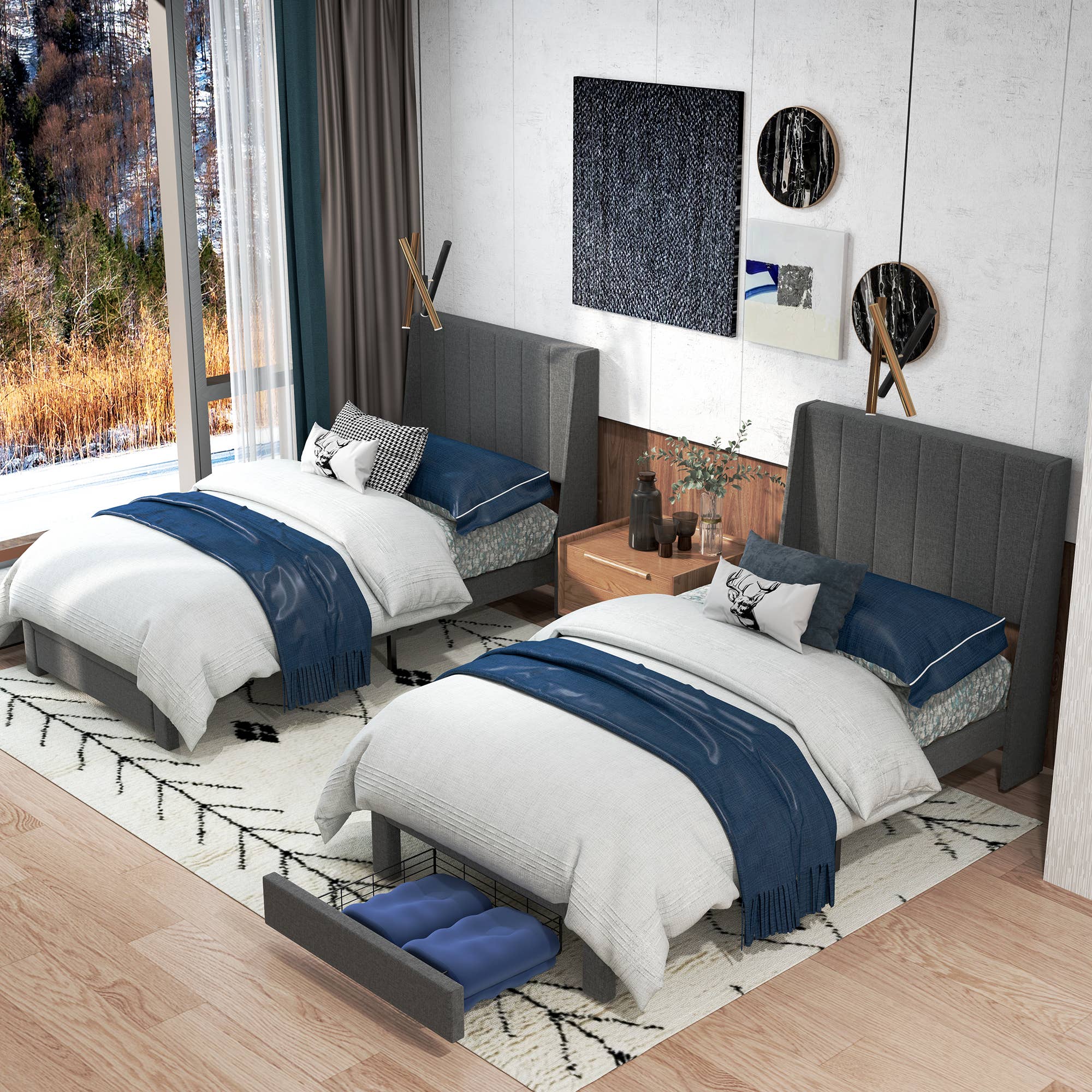 39F Inc. - Wholesale Bed - Upholstered Bed with Drawers, USB Port– Twin & Queen Sizes16