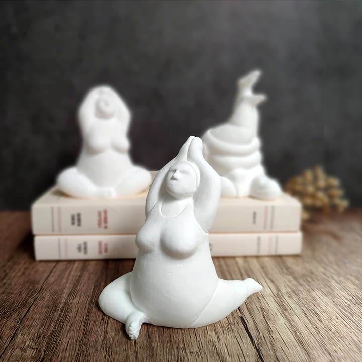Eco Chic Lines - Wholesale Decorative Figurine - Whimsical Yoga Figurines: Women Sculptures Bookshelf Decor