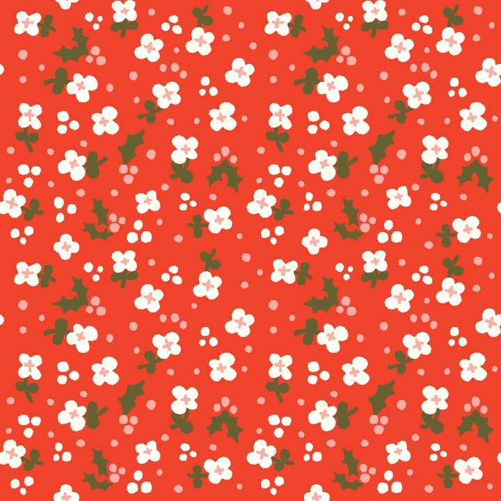 Holly Berry Organic Cotton 10 yard Bolt for wholesale by Little House Cottons