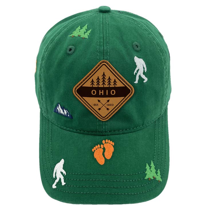 Ohio Bigfoot Adventure Baseball Cap for Hikers, Campers, and Nature Lovers for wholesale by Northern Icons Creations INC