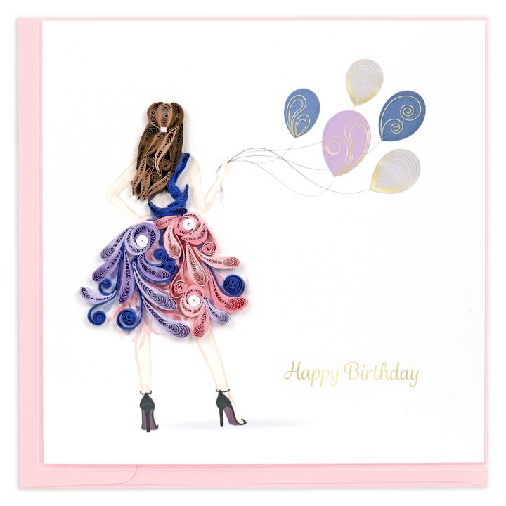 Quilling Card - Wholesale Birthday Card - Quilled Fashion Birthday Girl Greeting Card