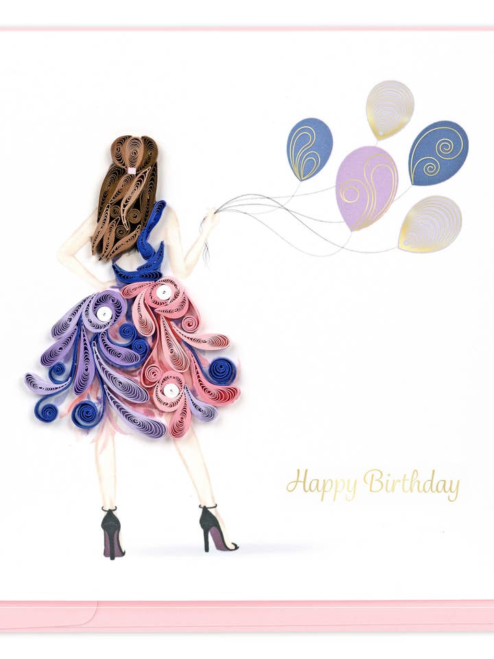 Cartão de Saudação Menina Quilled Moda Aniversário por atacado de Quilling Card