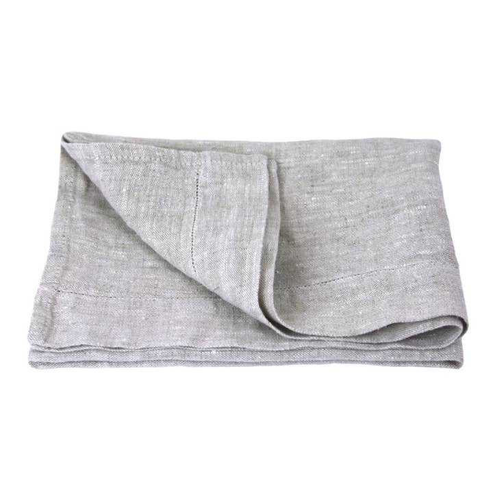 Linen Hand Towel - Stonewashed - Light Natural Dot Hemstitch for wholesale by LinenCasa