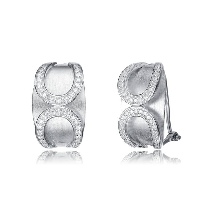 Boucles d'oreilles en argent sterling avec zircone cubique (2515) pour la vente par Genevive