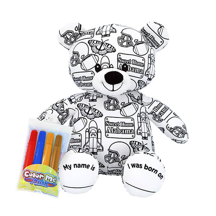 8.5" Alabama Color Me Plush™ Teddy for wholesale by Plushology® by RGU