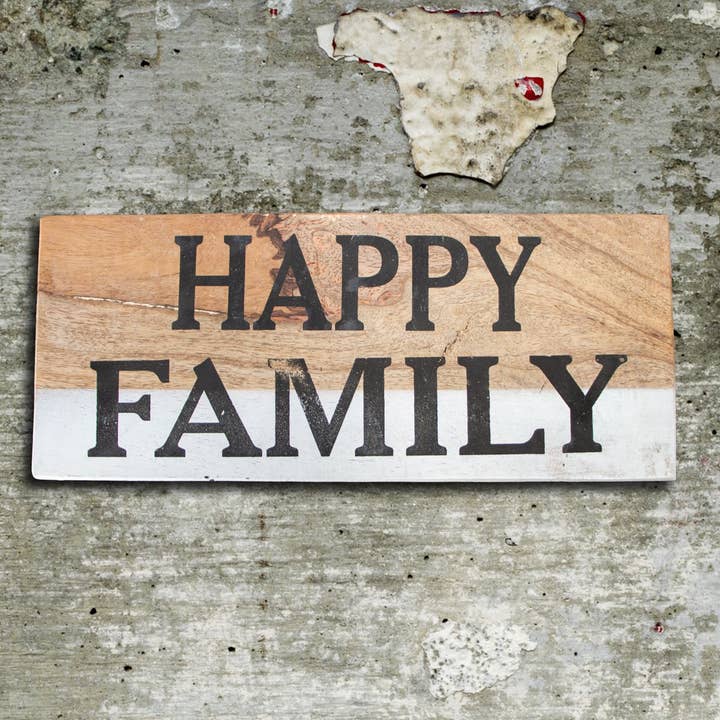 letrero de pared de madera. Familia. blanco-marrón. Colgante pequeño para venta al por mayor de Antikas