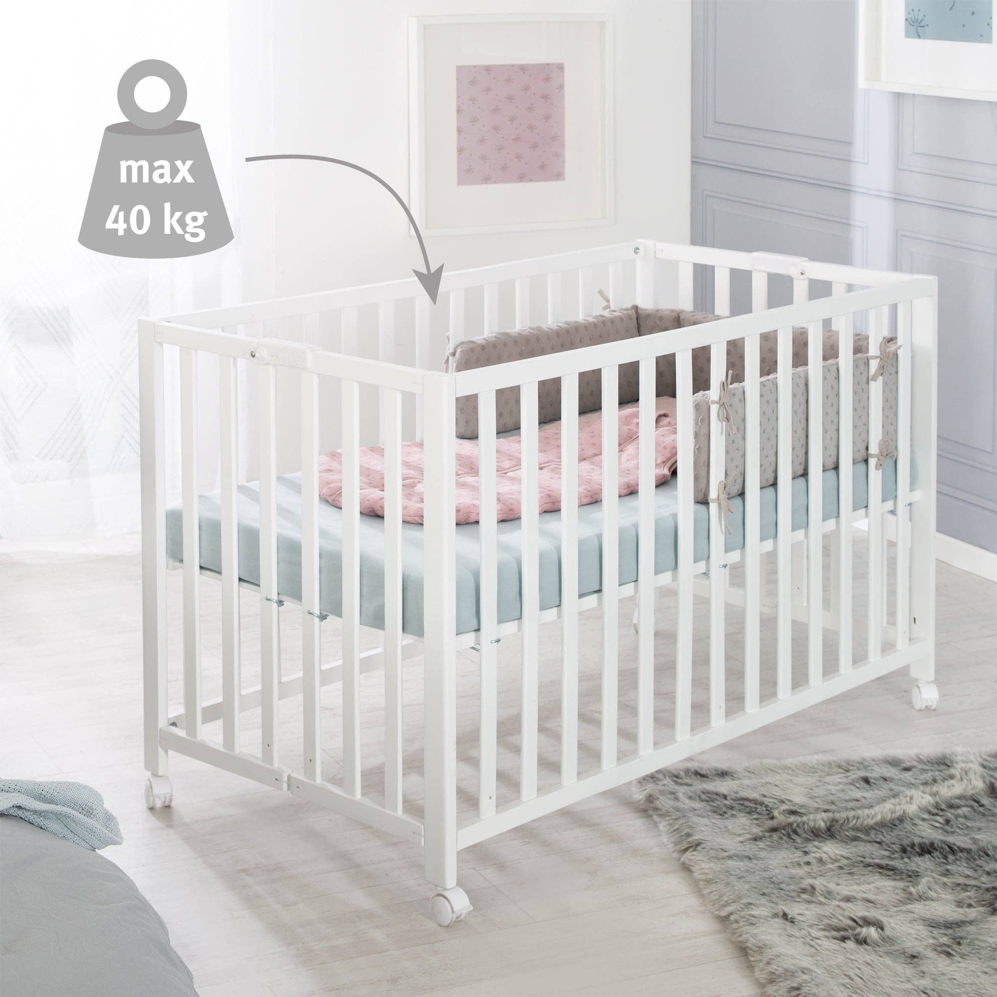 roba kids - Wholesale Bed - Kids & Baby - ROBA folding bed 'Fold Up', 60 x 120 cm, wood white9