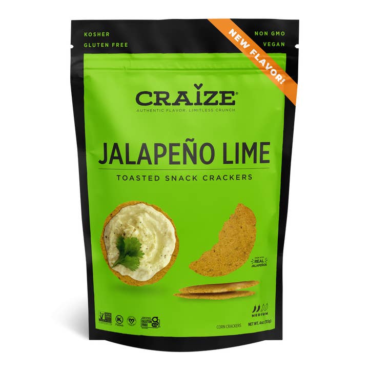 Craize Snacks, INC - Wholesale Crackers - Jalapeño Lime Toasted Snack Crackers 4oz0