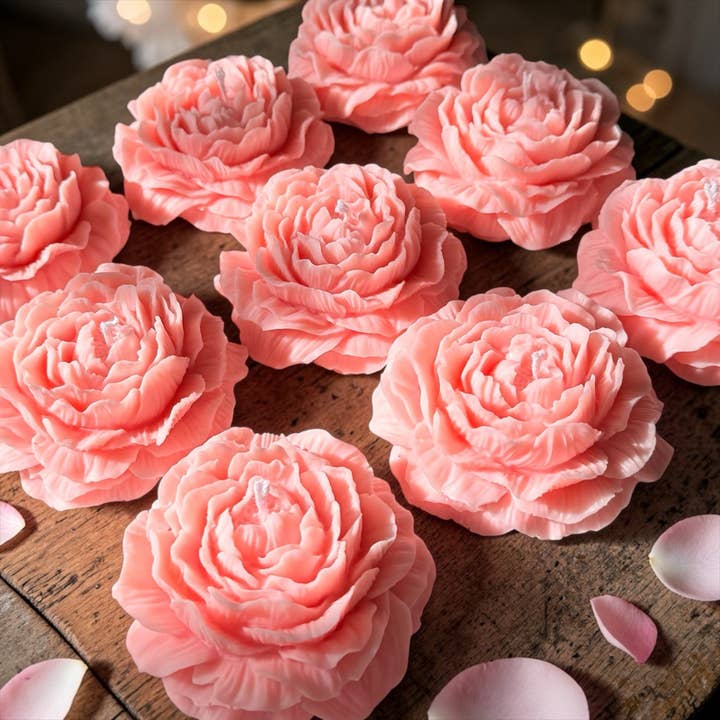 Peony Flower Soy Wax Candles for Wedding & Party Favors for wholesale by Karly’s Candles