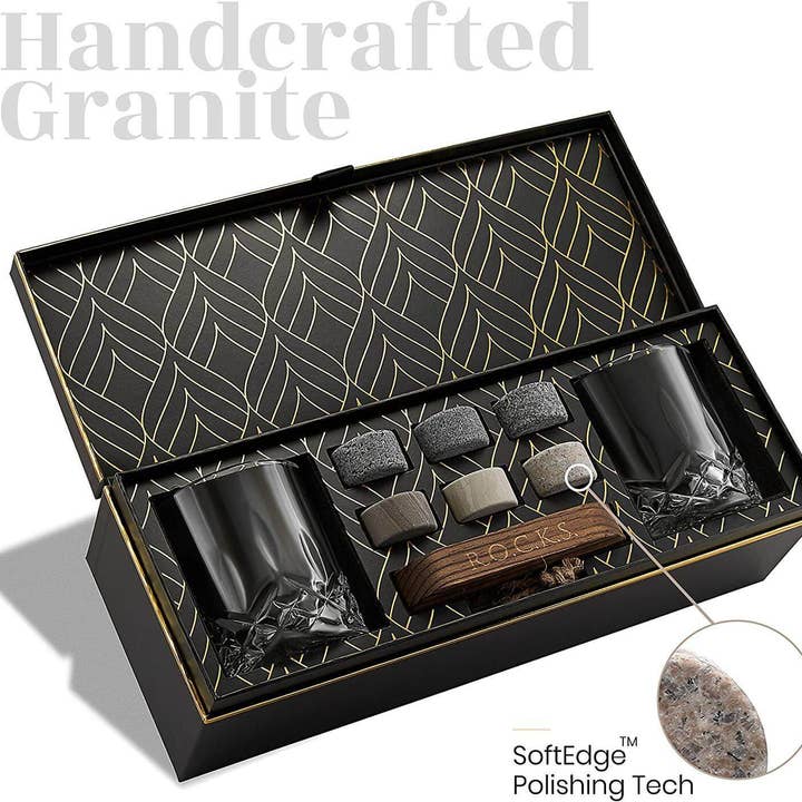 ROCKS Whiskey Chilling Stones - Wholesale Cocktail/Liquor Glass - The Connoisseur's Set - Signature Whiskey Glass Edition