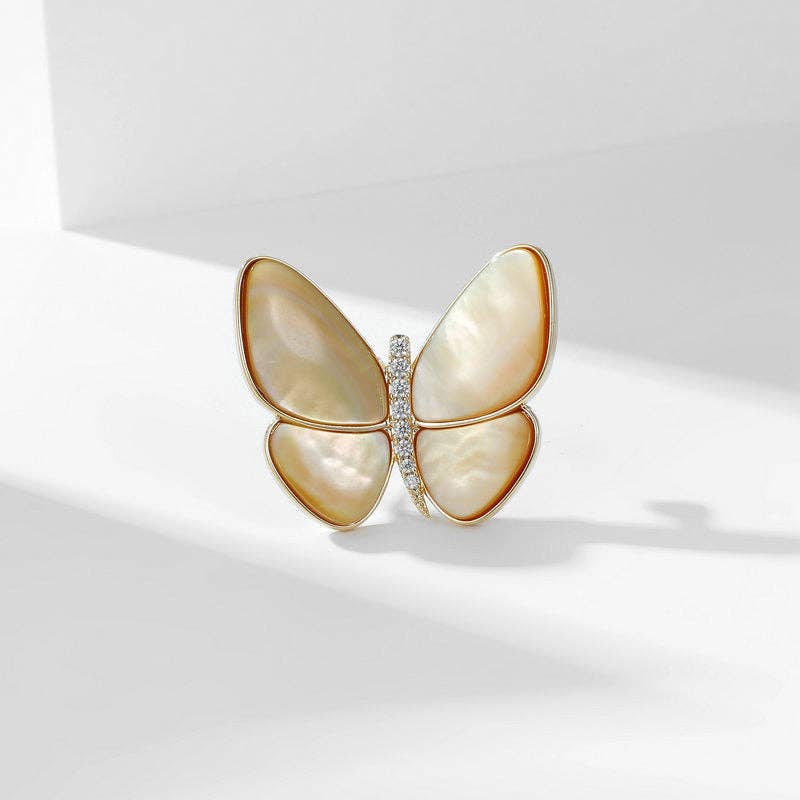 Perimade & Co. LLC - Wholesale Brooch - Mother Of Pearl Butterfly Statement Brooch in Solid Copper3