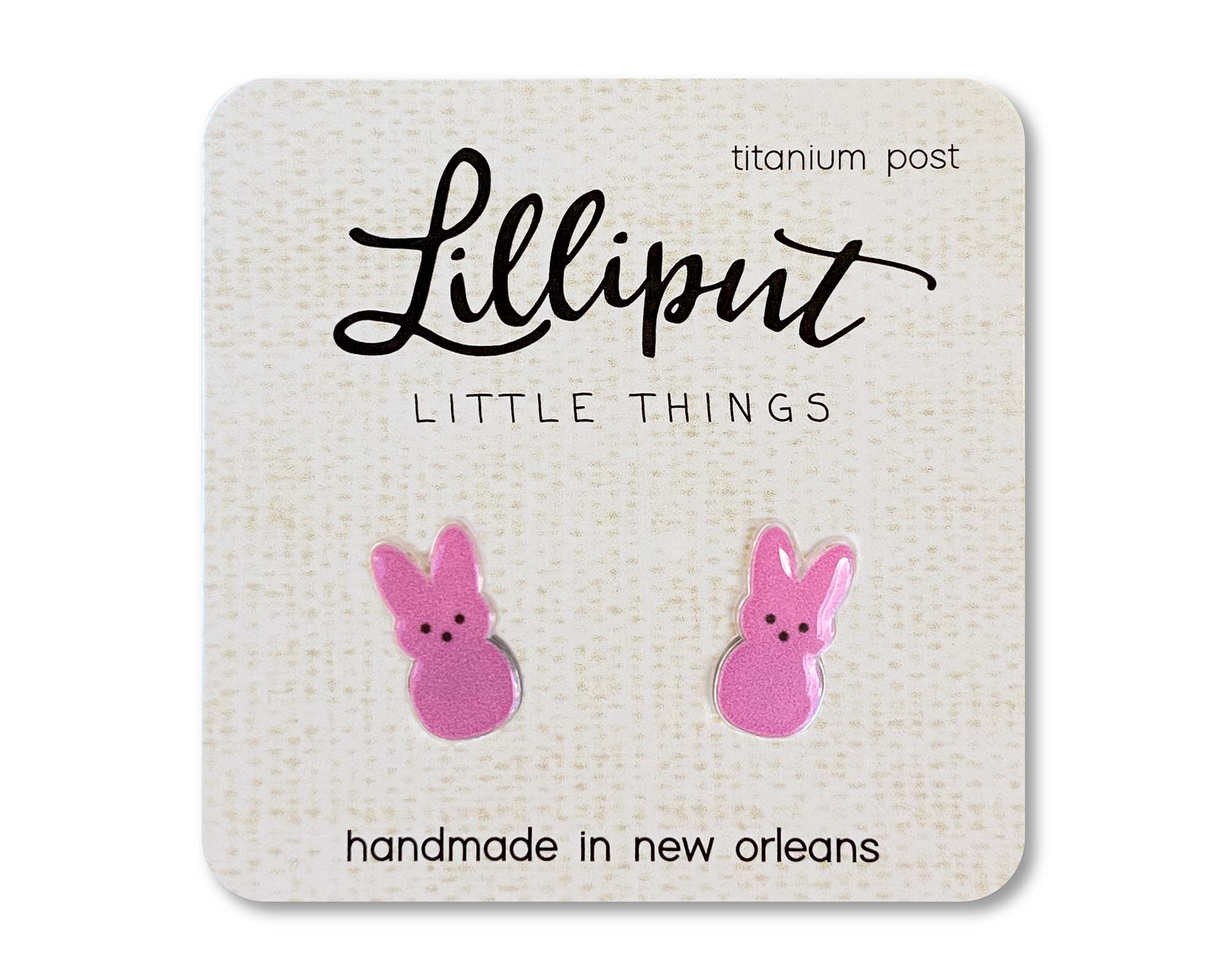 Lilliput Little Things - Wholesale Stud/Post Earrings - Marshmallow Easter Bunny Earrings // Easter Earrings