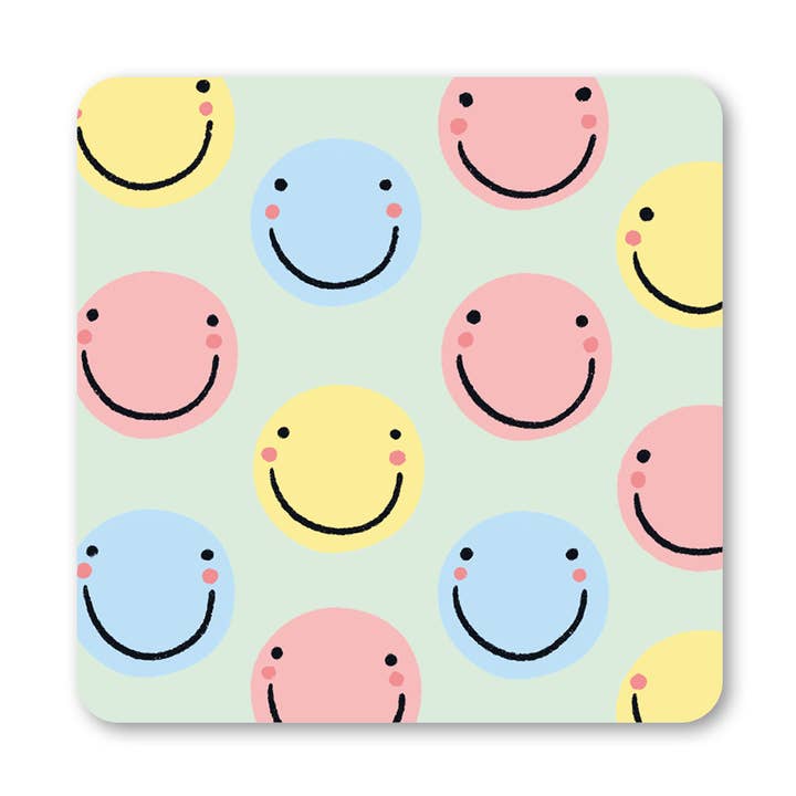 Smiley Colourful Coaster for wholesale by Lucy Maggie Designs