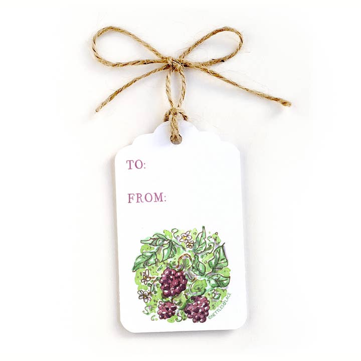 Conjunto de Etiquetas de Presente Framboesa Bonito Jardim Floral em Aquarela Cordel por atacado de Nettles & Lace Paper Co.