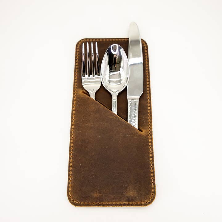 Leather Cutlery Holder for wholesale by Lindy Leather