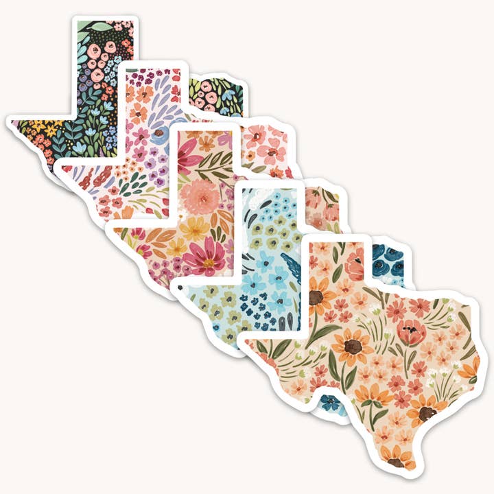 Adhesivo floral del estado de Texas, 7,6 x 7,62 cm para venta al por mayor de Elyse Breanne Design