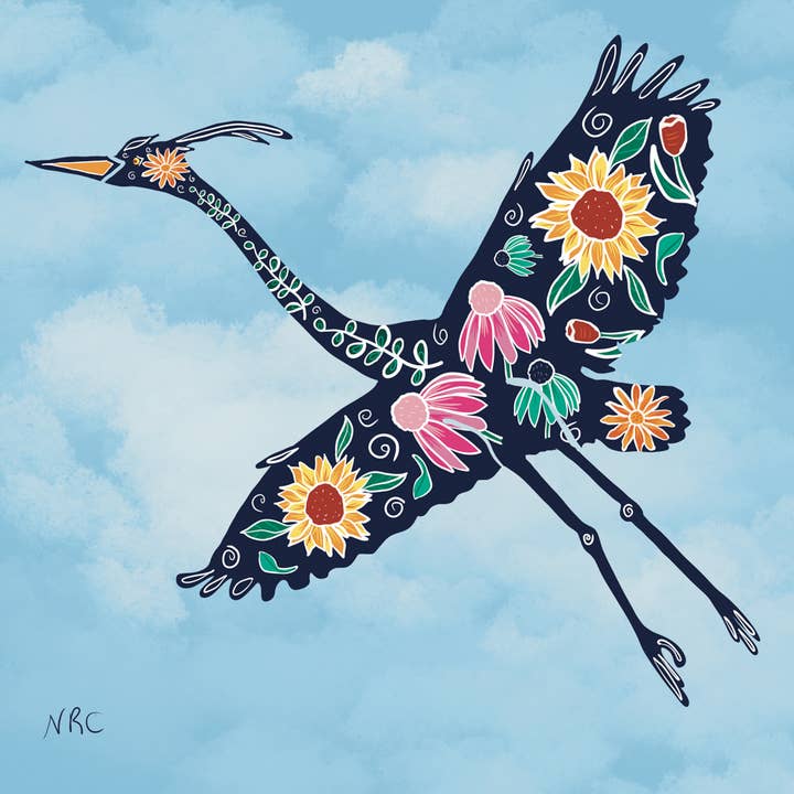 Fine Art Giclee Print - Blue Great Blue Heron Silhouette for wholesale by Natalie’s Art