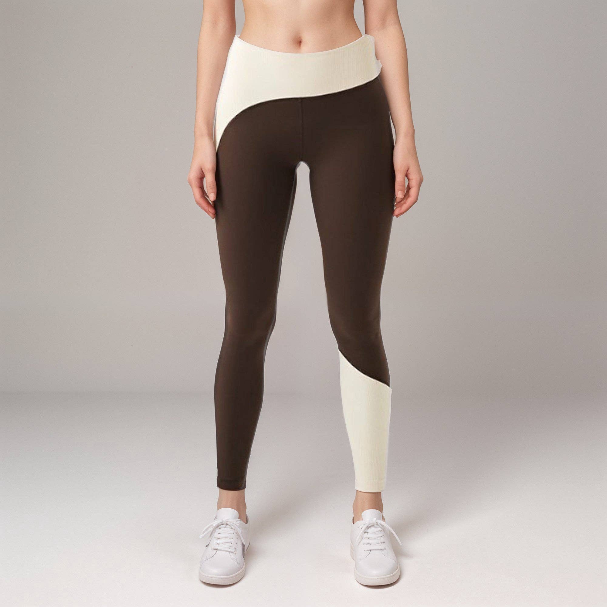Active by Anna-Kaci – Leggings de desporto/casuais - Mulher por atacado – Leggings de Cintura Alta para Mulher com Painel de Contraste e Bloco de Cor7
