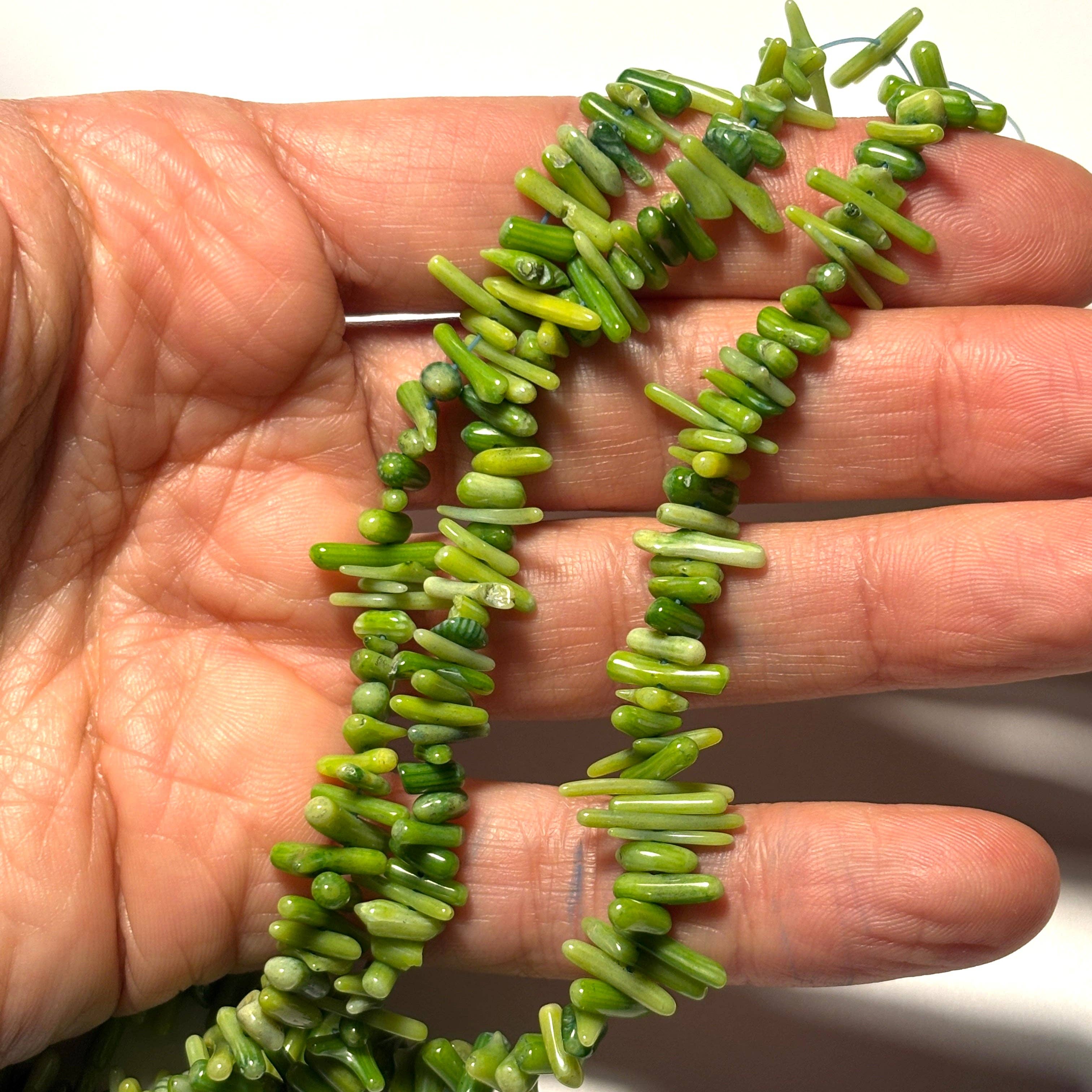 Whitestone Jewelry Co. - Wholesale Beaded/Pearl Necklace - Green Coral Pieces 16 in Strand3