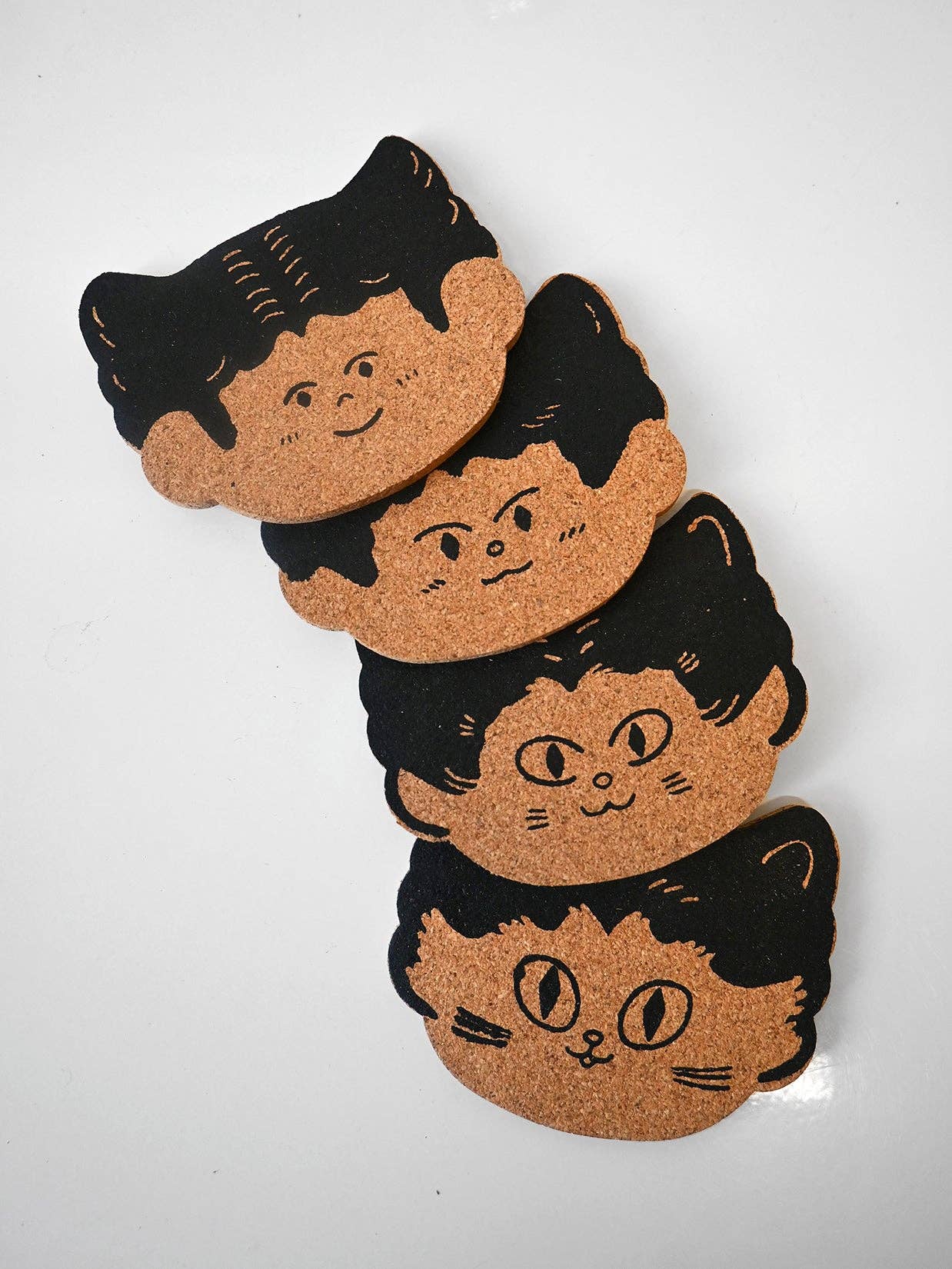 Natali Koromoto - Wholesale Coasters - "Cat Person" Set of four cork coasters1
