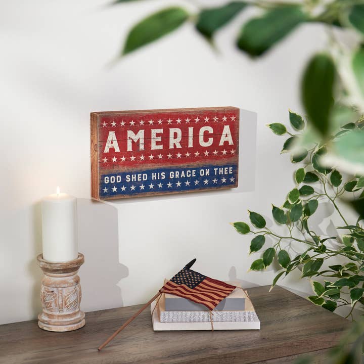 Primitives by Kathy - Wholesale Desk/Tabletop Sign - God Shed His Grace Box Sign